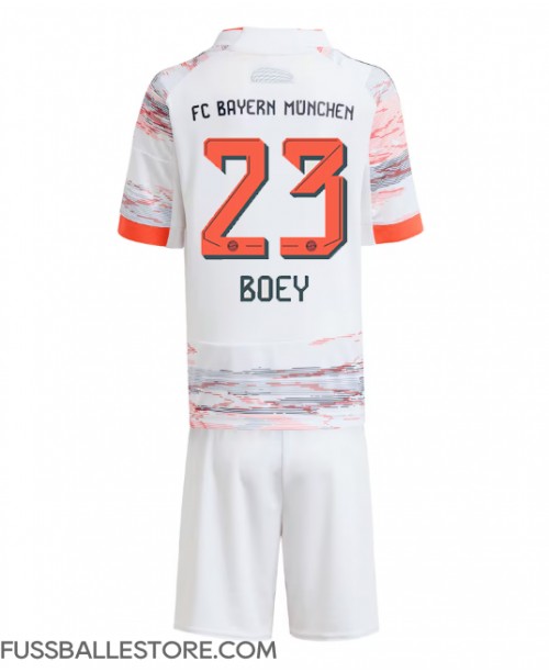 Günstige Bayern Munich Sacha Boey #23 Auswärts Trikotsatzt Kinder 2025-26 Kurzarm (+ Kurze Hosen)
